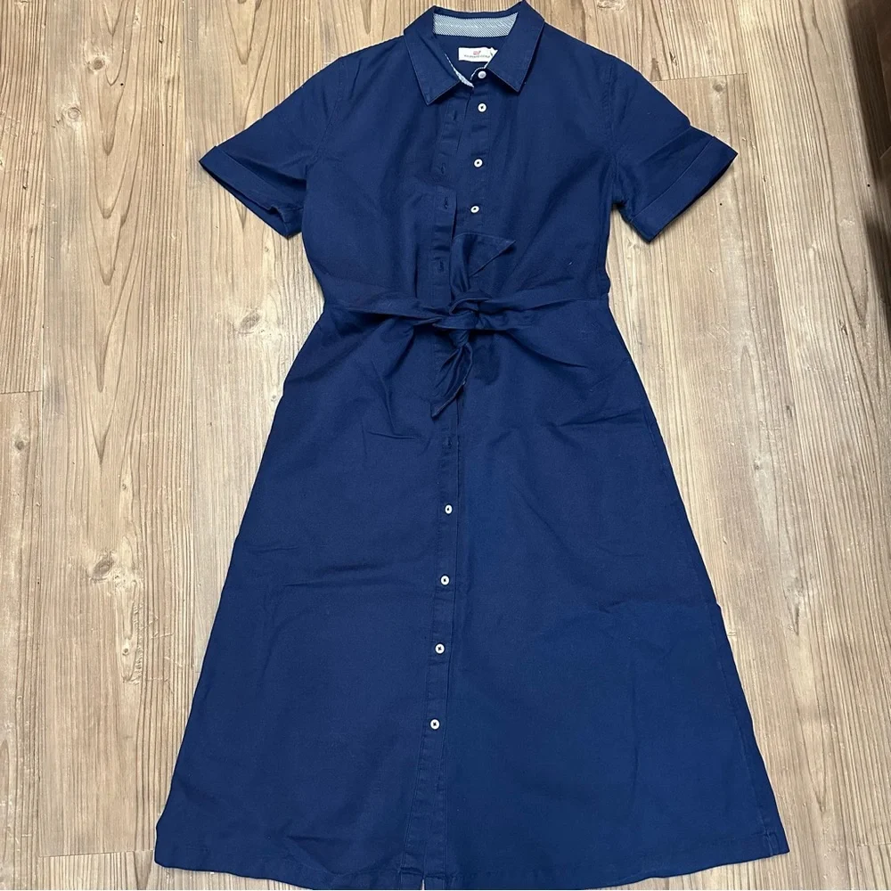 Vineyard Vines Blue Polo Collar Midi Dress - Picture 1 of 2